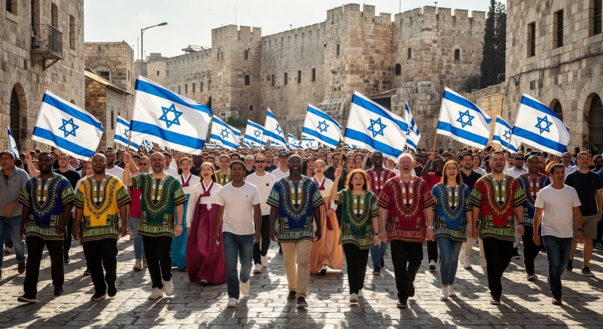 International Christian delegation in Jerusalem for March of the Nations
