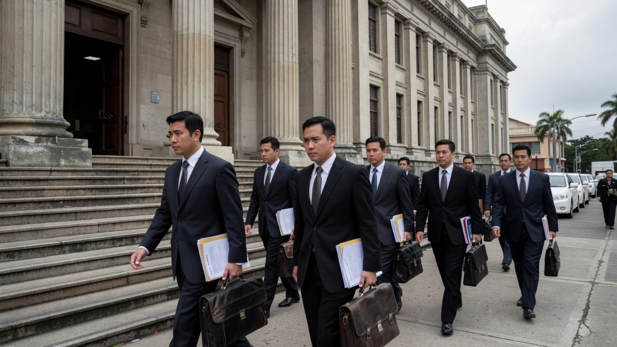Defense lawyers carrying evidence documents to the Senate for the VP Sara Duterte impeachment pre-trial conference