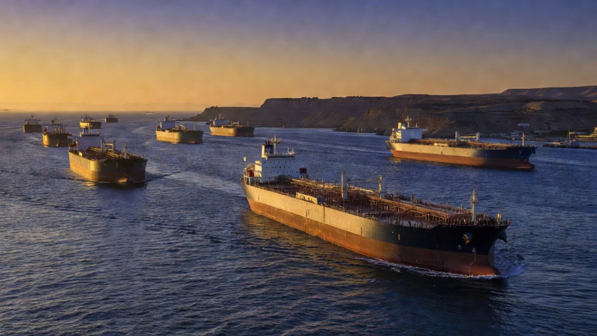 Oil tankers passing through the Strait of Hormuz