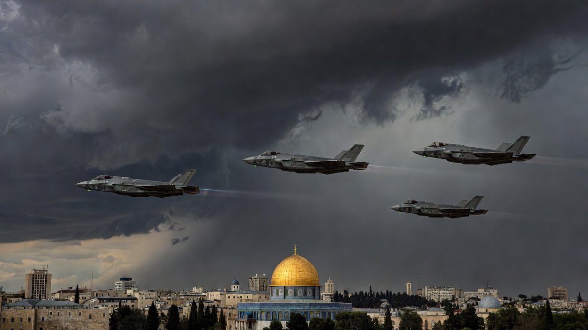 Israeli F-35 fighter jets over Jerusalem amid tensions with Iran