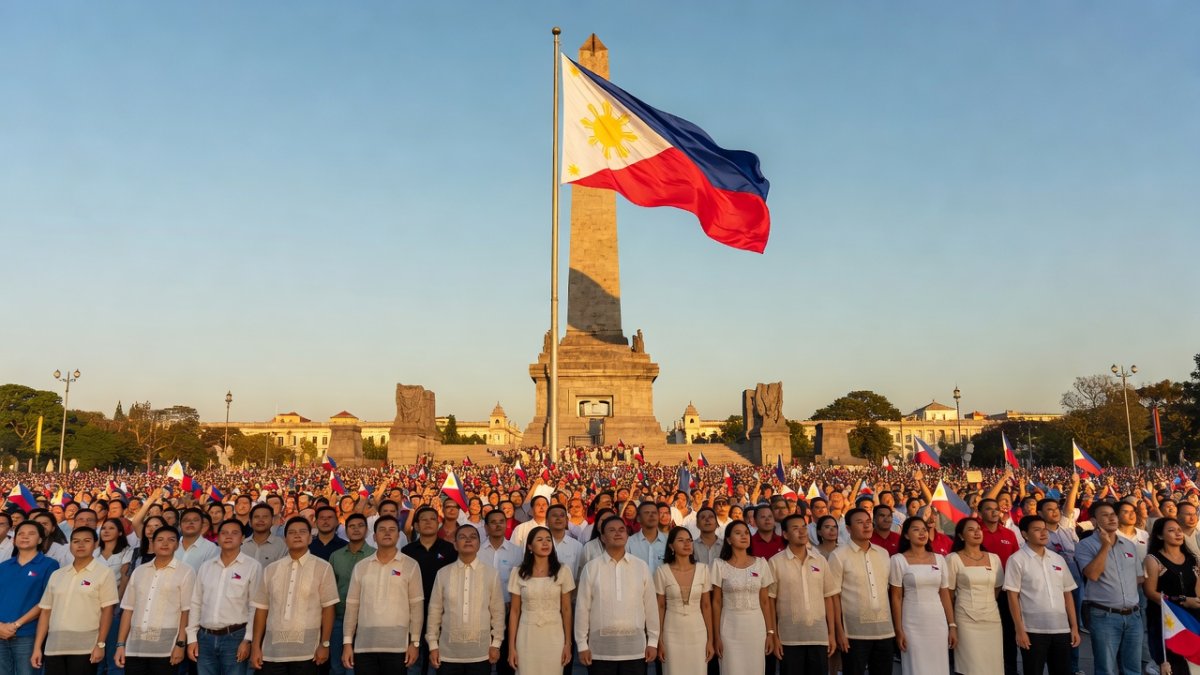 Philippine Independence Day celebration at Luneta Park with Philippine flag