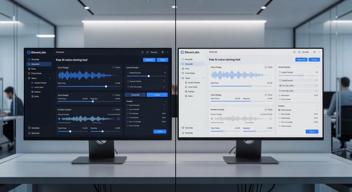 Infographic-style image showing the comparison of AI voice tools