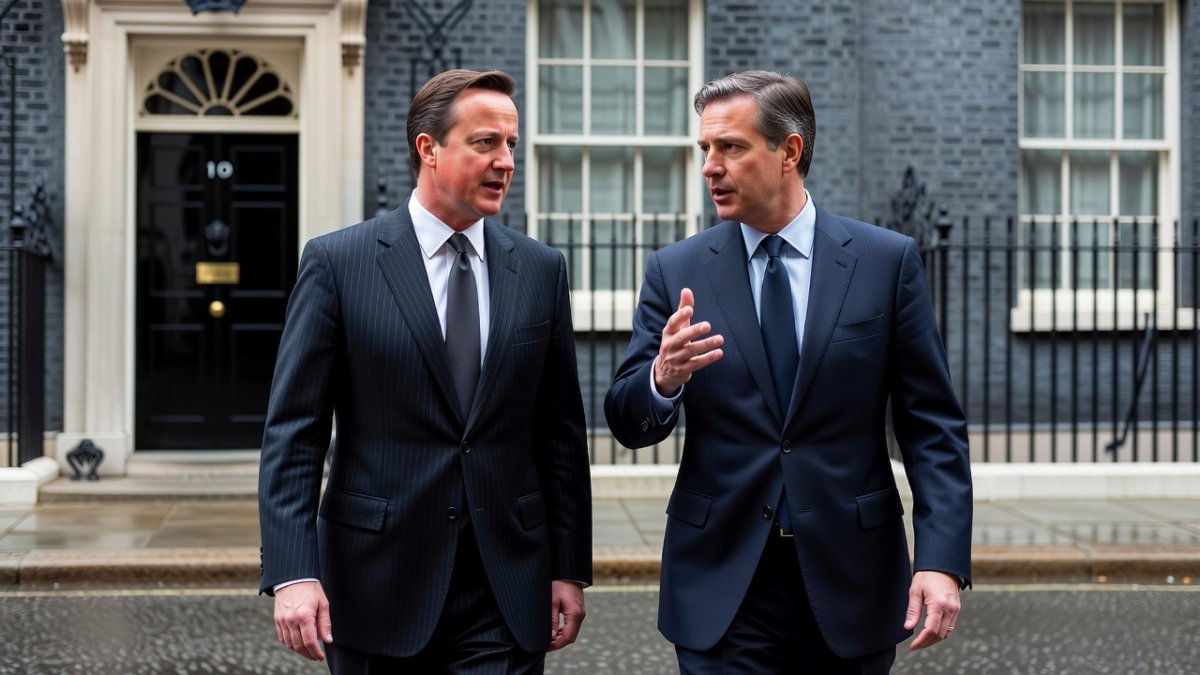 Steve Hilton with David Cameron at Downing Street during his tenure as director of strategy