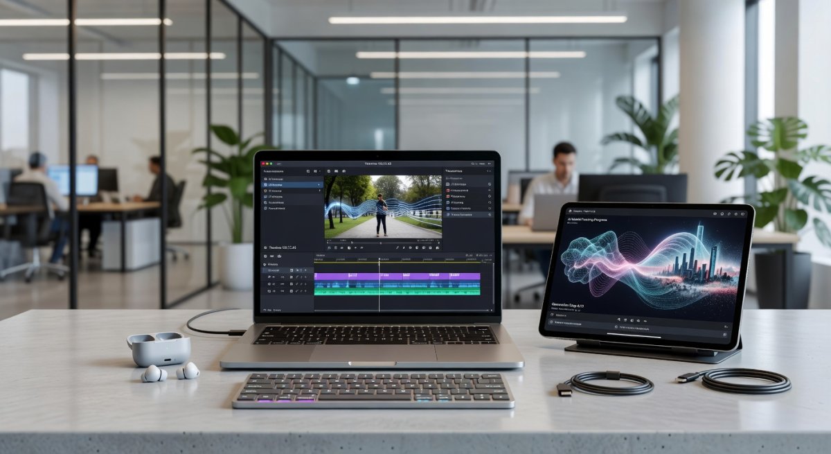 Tech workspace showing AI video tools evolution