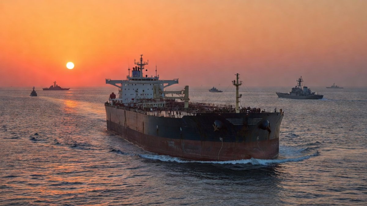 Oil tanker in the Strait of Hormuz as US-Iran tensions escalate