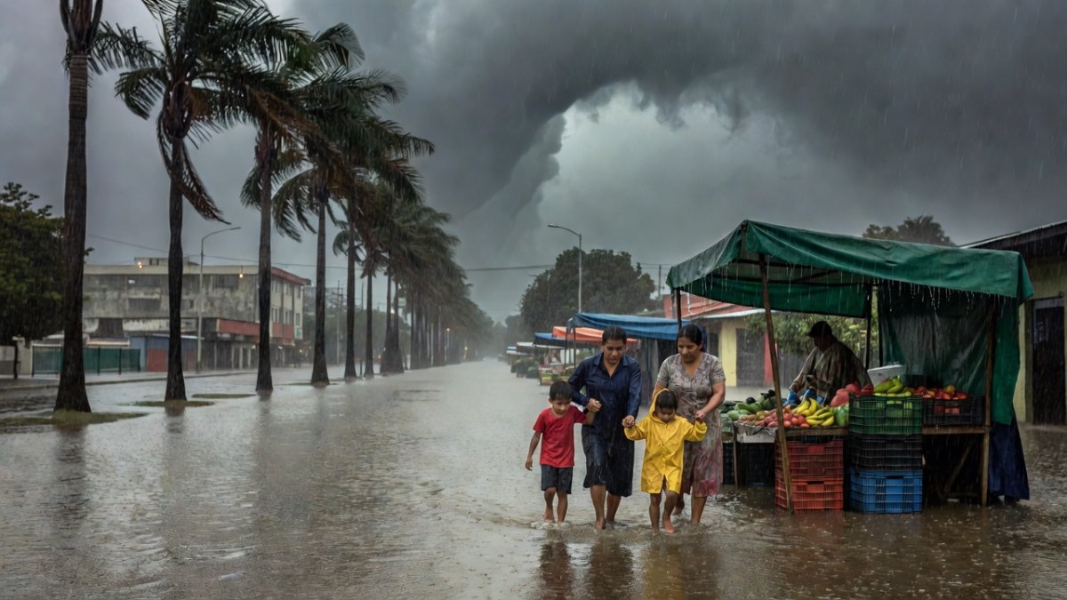 Flooded streets in Monterrey, Nuevo León, as heavy rains from the Gulf storm system disrupt daily life and World Cup activities