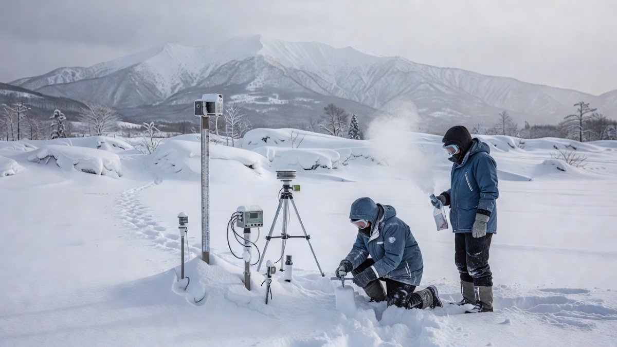 Snowpack measurement station in Hokuriku region with Institute of Low Temperature Science monitoring equipment