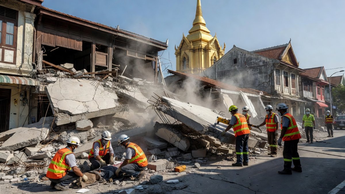 Sudden Collapse on Rama IV Road Kills Pedestrian in Bangkok