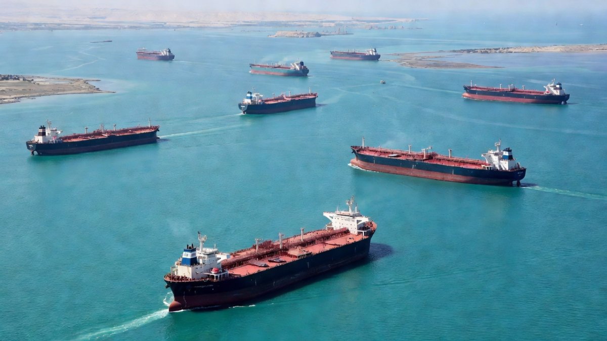 Oil tankers navigating the Strait of Hormuz, a critical maritime chokepoint