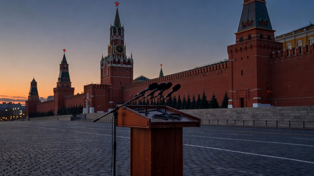 The Moscow Kremlin at dusk symbolizing the official response to the viral threat