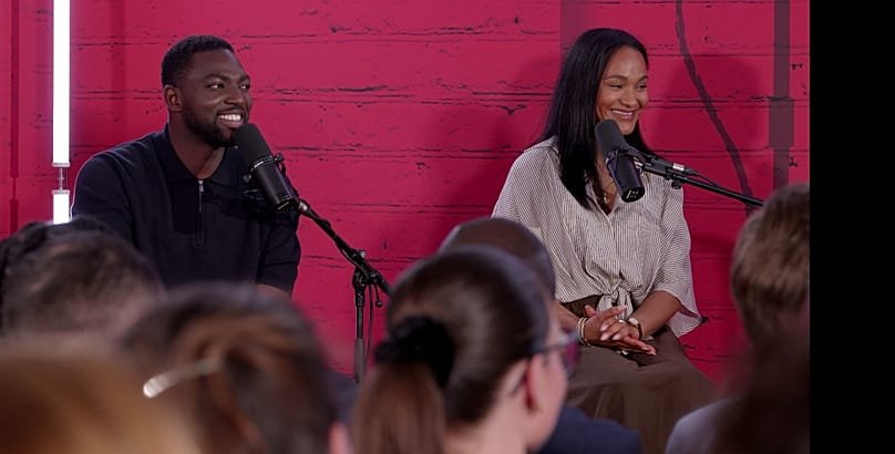 Vanessa Caixeiro and Sacko Camara at the live recording of Laissons Parler Les Gens in Brussels