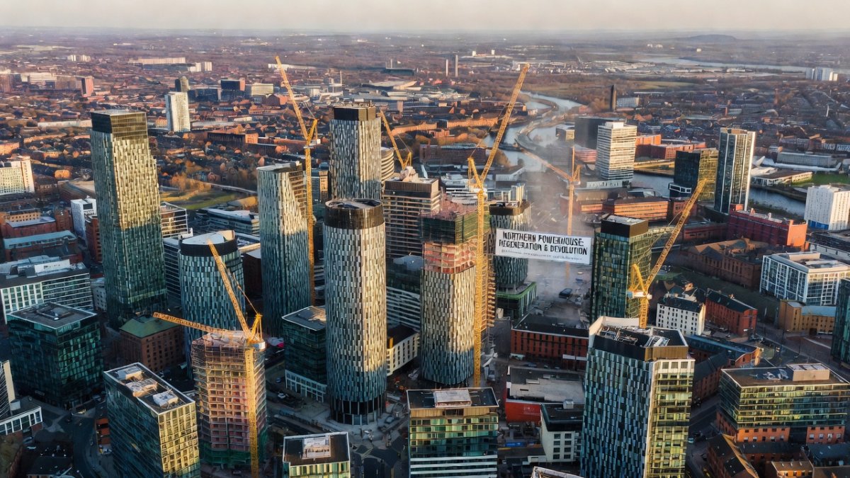 Manchester city skyline symbolising northern economic regeneration
