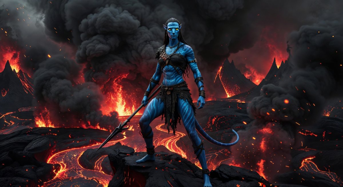 Zoe Saldaña as Neytiri in Avatar: Fire and Ash