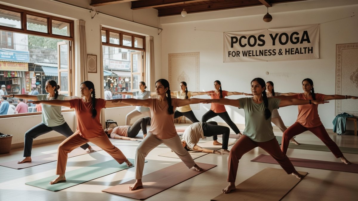 Women practicing yoga asanas for PCOS relief in India