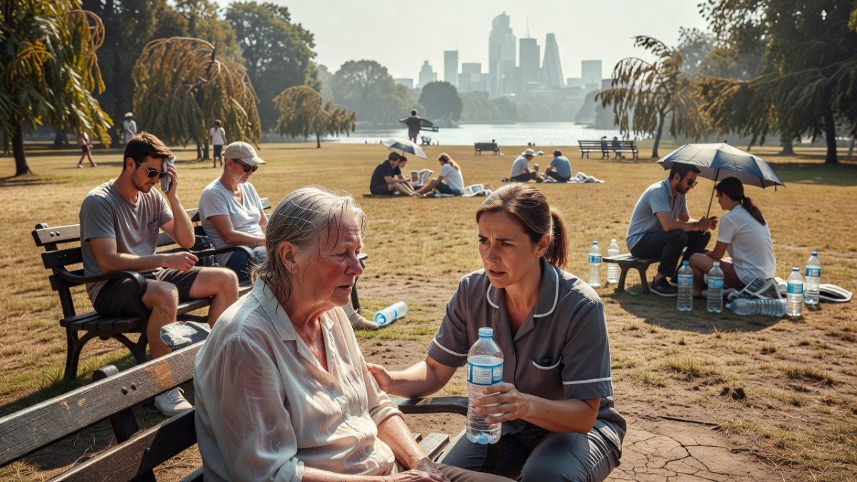 UK residents coping with extreme heat in London during the June 2026 heatwave