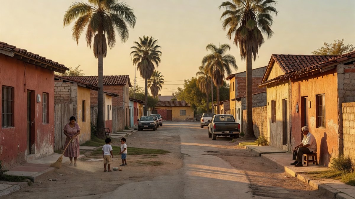 Quiet residential colonia neighborhood in Sinaloa where communities navigate daily life amid security challenges