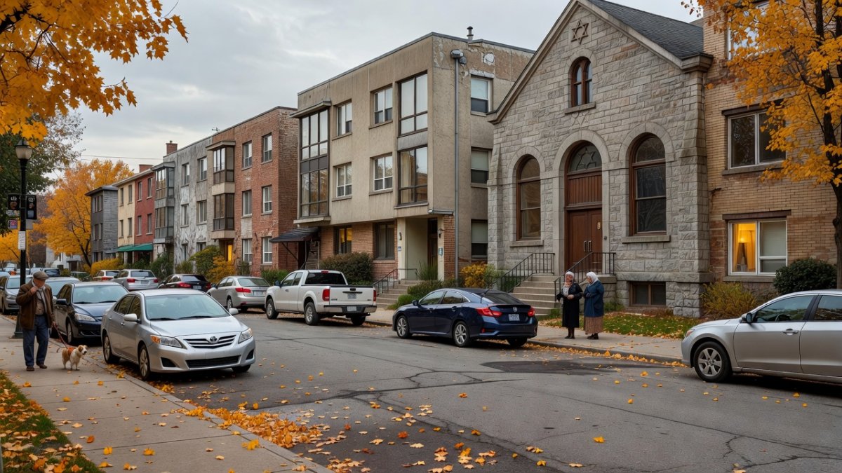 Montreal police vehicles line the streets of Côte-des-Neiges after the shooting