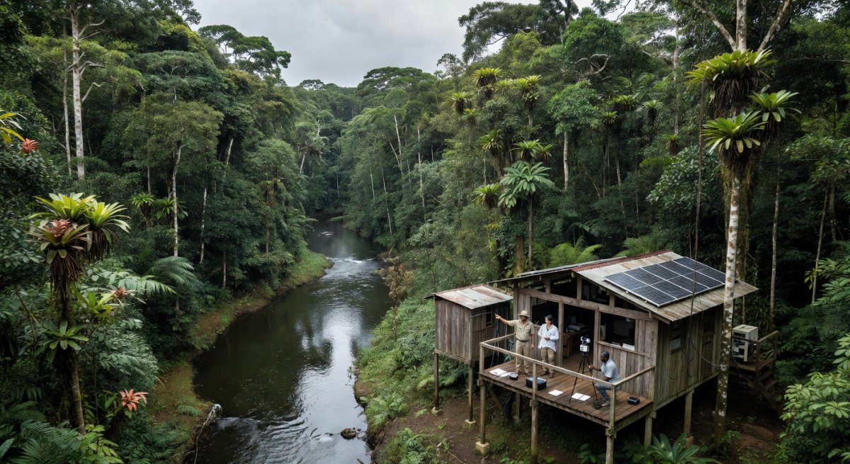 Aerial view connecting Amazon deforestation with emerging disease risk