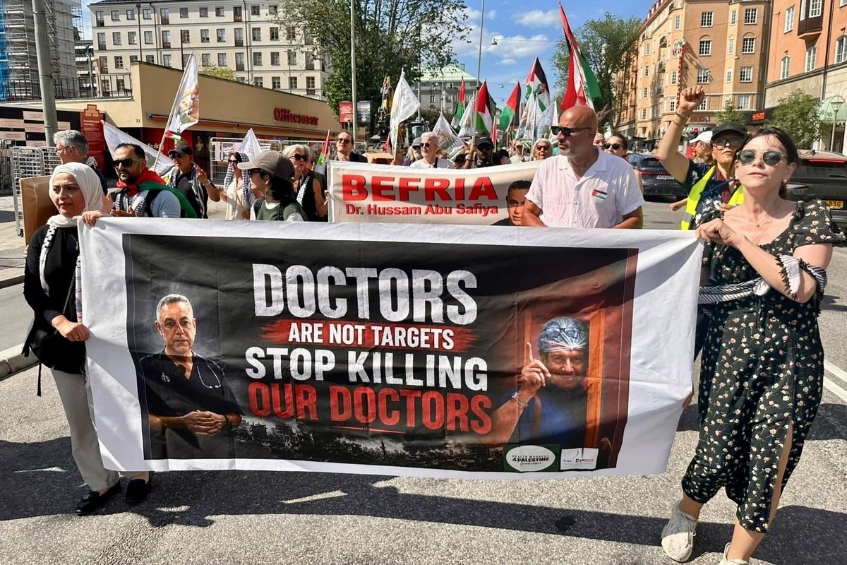Hundreds rally in Stockholm against Israeli strikes on Gaza