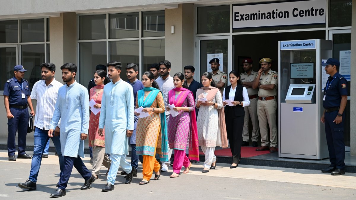 Students arriving at NEET-UG exam centres under unprecedented security