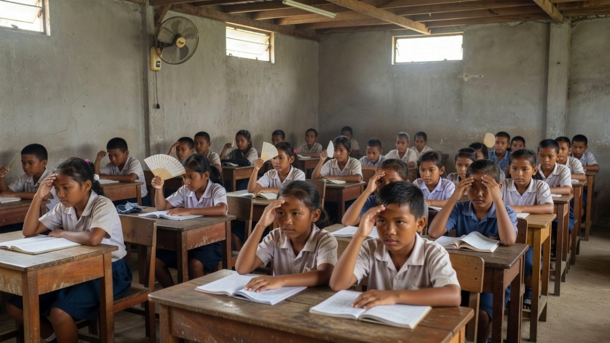 Students in cramped classroom from repeated flood-proofing, Pampanga