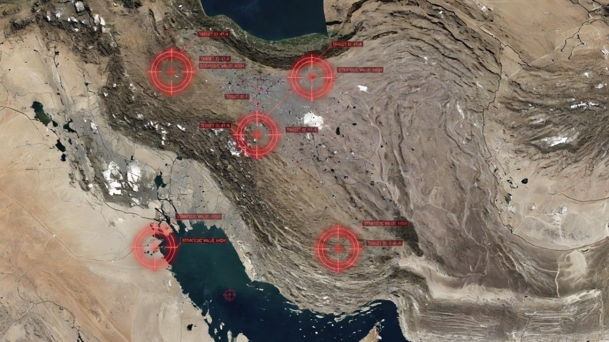 Map showing cities across Iran hit by Israeli airstrikes including Tehran, Isfahan, Tabriz and Kermanshah
