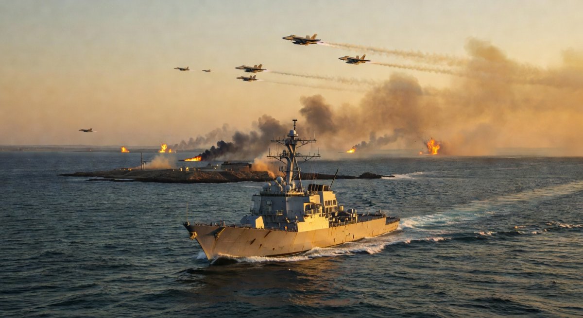 US Navy warship patrolling the Persian Gulf near the Strait of Hormuz amid heightened tensions with Iran