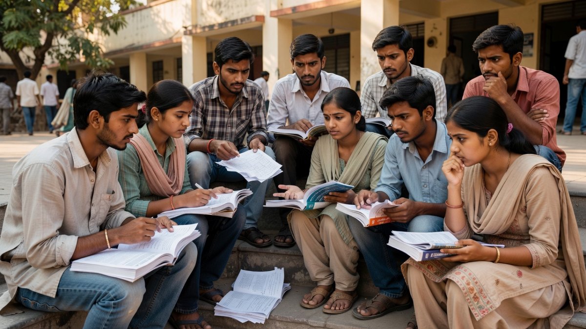 Group of Chandigarh NEET aspirants discussing exam anxiety and preparation challenges