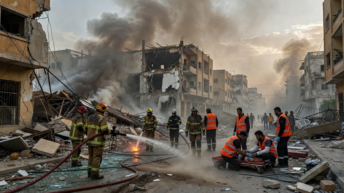 Destruction in Beirut southern suburbs after Israeli airstrike
