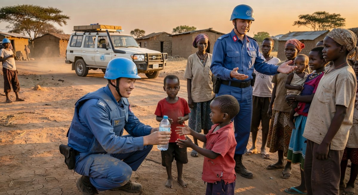 Chinese UN peacekeepers participating in humanitarian missions