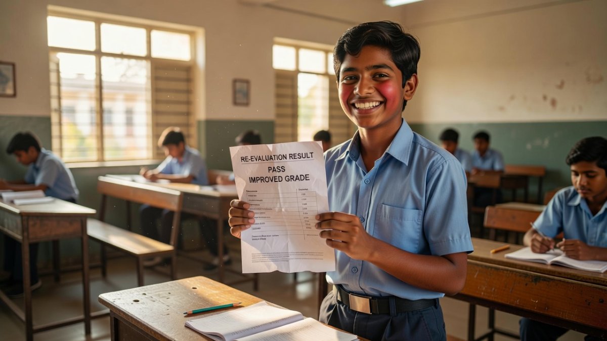 Indian student with CBSE re-evaluation result documents