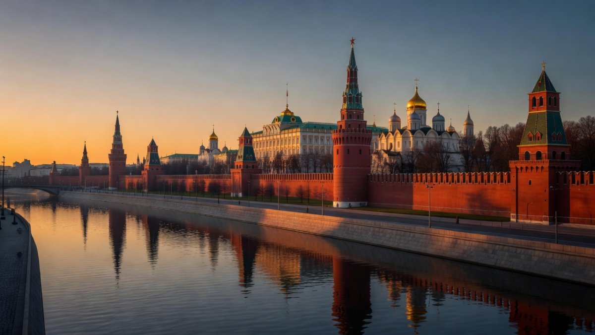 Kremlin view from Moscow at sunset