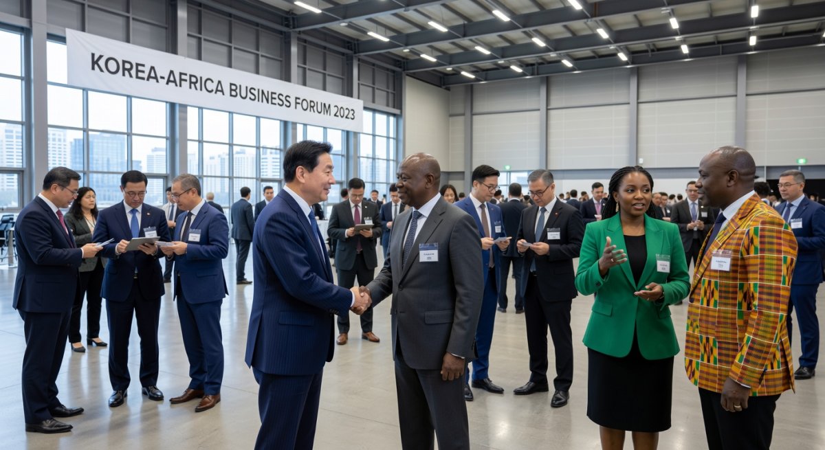 Korea-Africa Business Forum at a convention center in Seoul with business executives and diplomats
