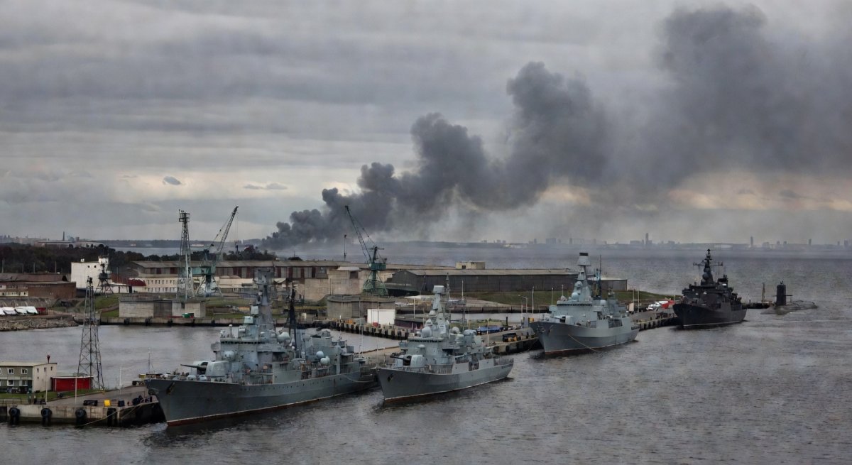 Kronstadt naval base on the Gulf of Finland, home to Russia's Baltic Fleet, targeted in the unprecedented drone strike