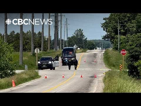 CBC News video thumbnail showing emergency response at the fatal crash scene in Mapleton Township, Ontario.
