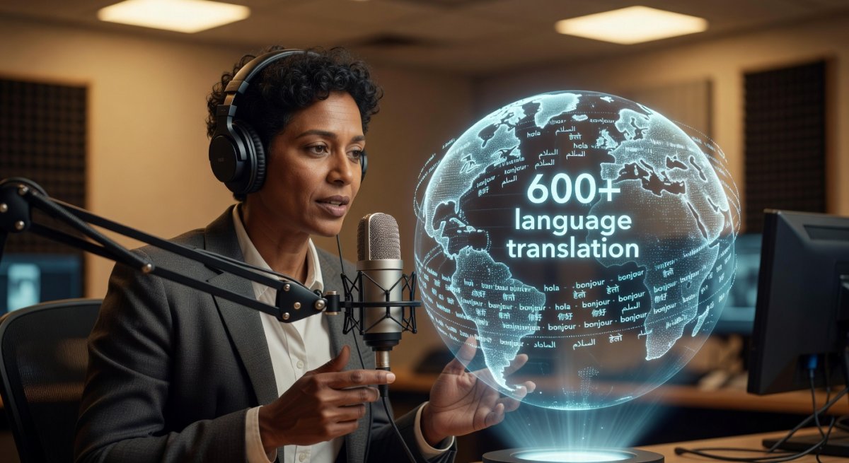 Documentary-style image of voice AI technology in use