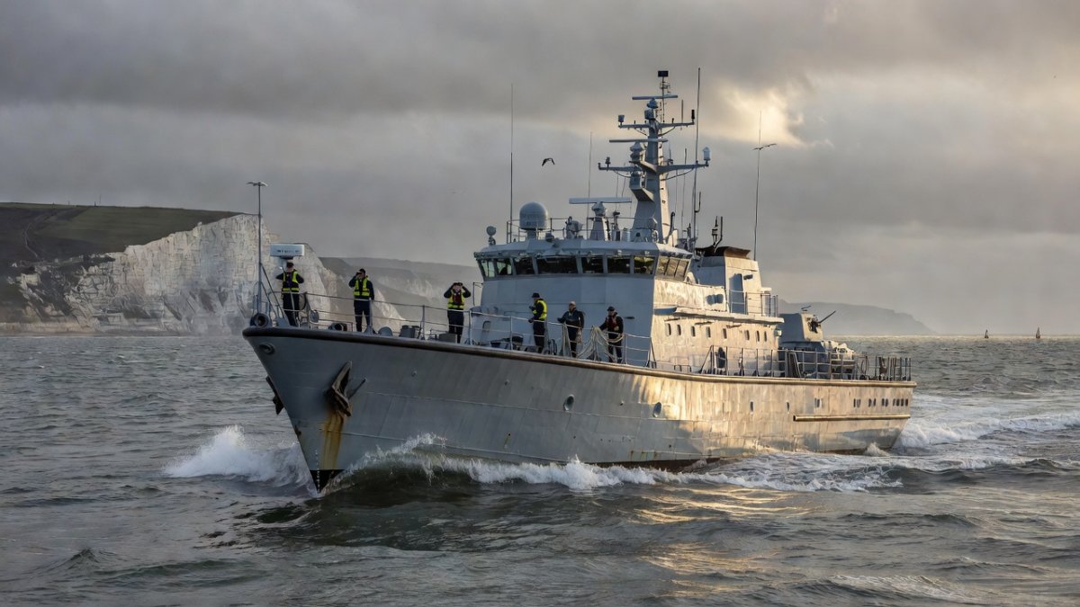 UK Royal Navy vessel patrolling the English Channel