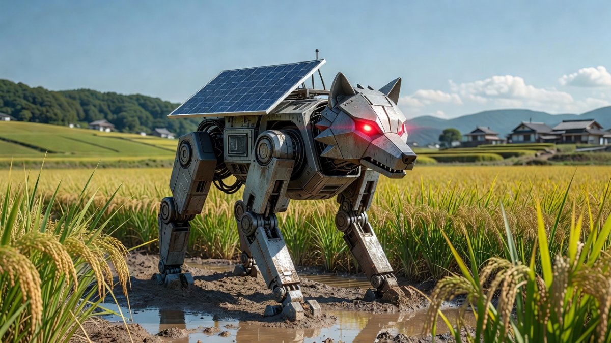 Monster Wolf animatronic deterrent deployed in rural Japan