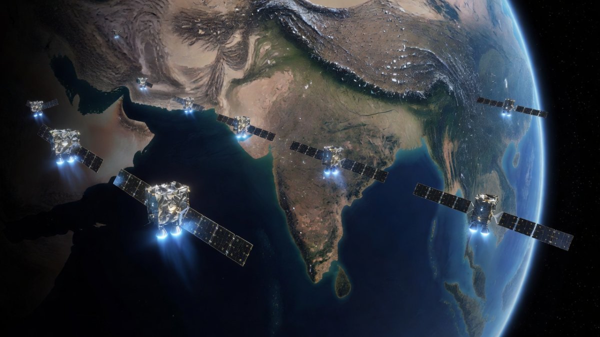 Starlink satellite deployment illustration over Indian subcontinent