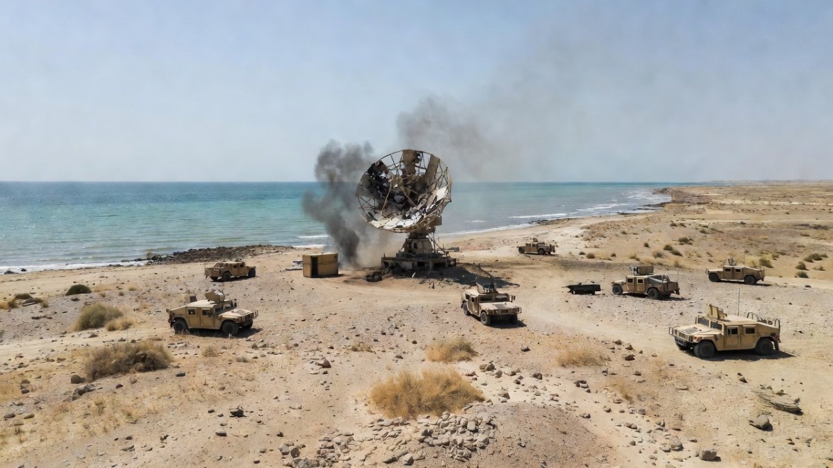 Iranian radar installation site on Qeshm Island following US strikes