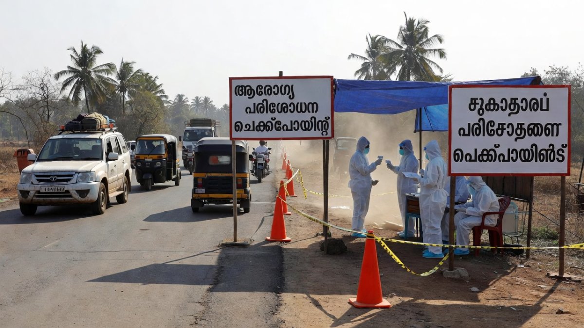 Kerala-Tamil Nadu border checkpoint with enhanced health surveillance during Nipah alert