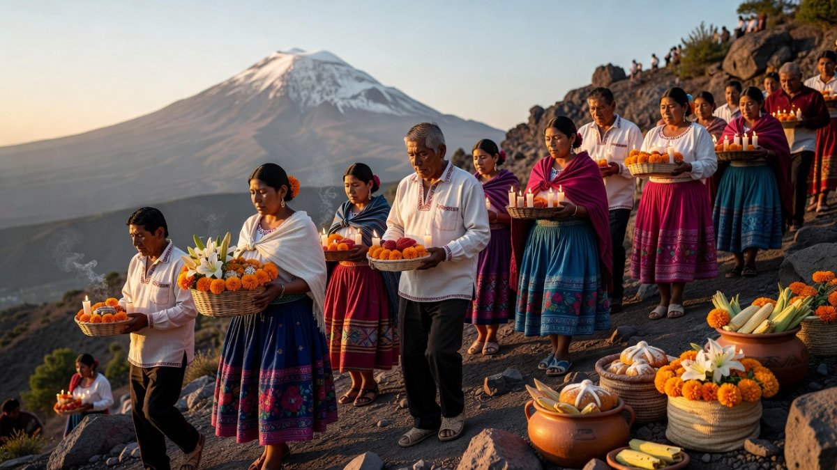 Community members carrying offerings on March 12