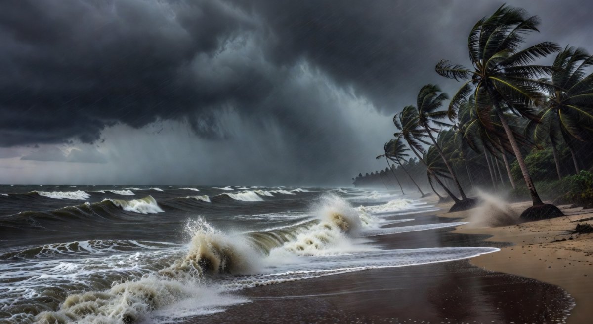 Stormy Andaman coast during monsoon season