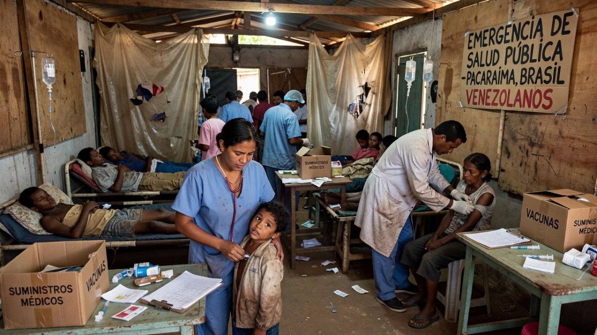 Healthcare workers treating Venezuelan migrants at Pacaraima clinic
