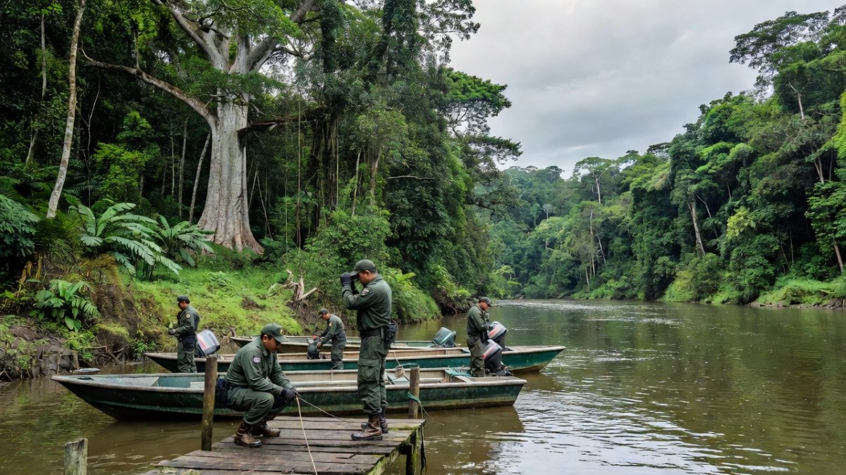 Bolivian security forces patrolling in the Chapare region