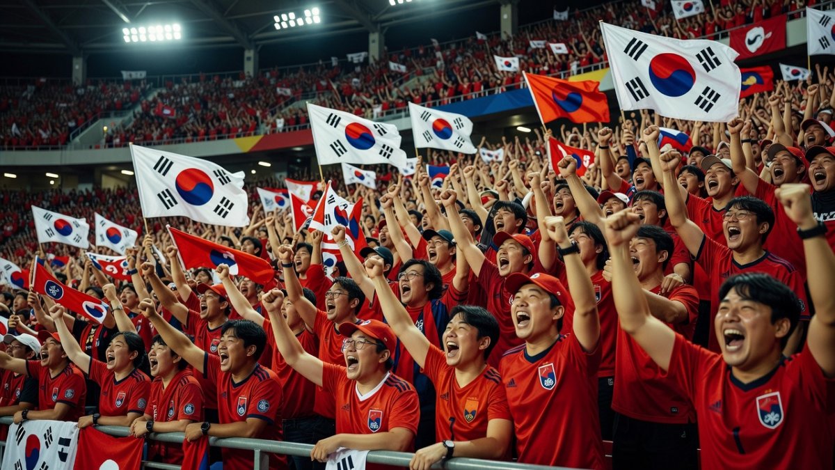South Korean football supporters at an international match