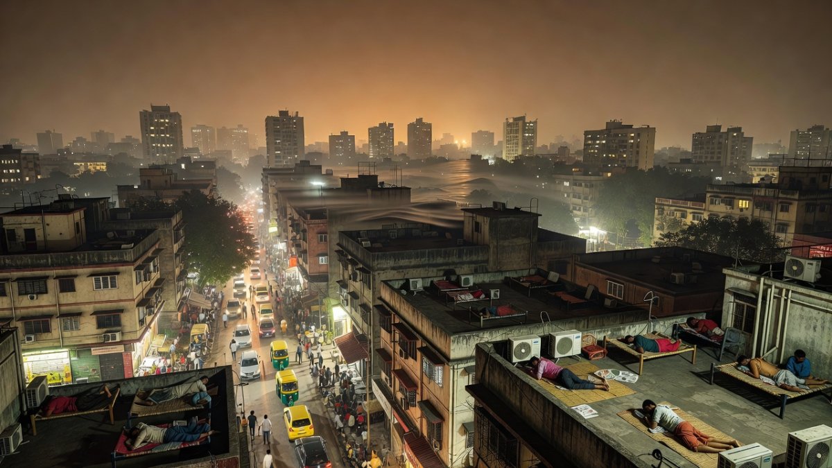 Urban Heat Island effect in Delhi showing elevated night temperatures compared to rural areas