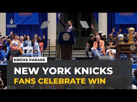 New York Knicks NBA championship ticker-tape parade along the Canyon of Heroes in Manhattan
