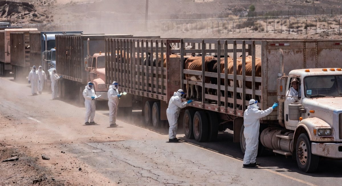 Livestock inspection checkpoint near the US-Mexico border