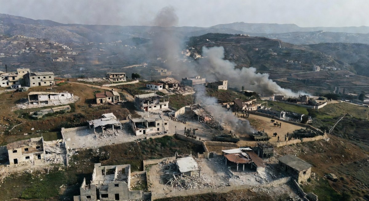 Smoke rises over southern Lebanon following Israeli airstrikes in the Nabatieh area, June 2026